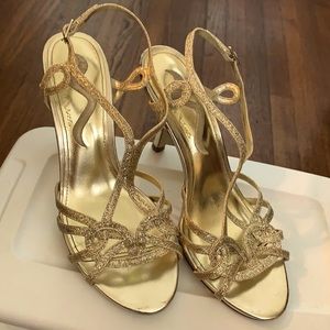 Shimmer gold evening heels
